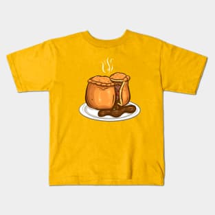 Meat Pie Cartoon Gravy on Plate Kids T-Shirt